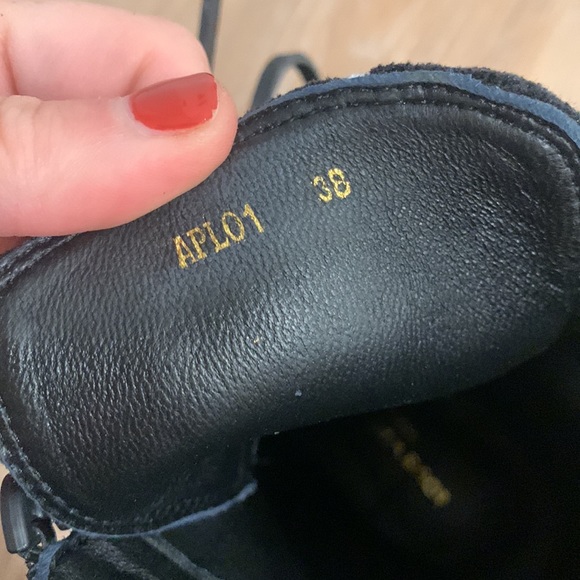 Black velour platform lace up heeled boots - Picture 7 of 7